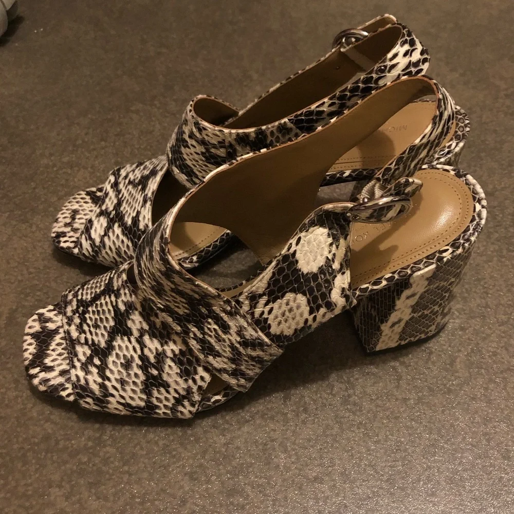 Michael kors collection real genuine snakeskin leather block heels 40 9 9.5 10 - Picture 7 of 12